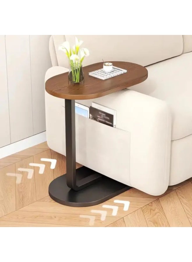 Genaric طاولة قهوة جانبية على شكل C للكنبة أو السرير – طاولة جانبية متعددة الأغراض لغرفة المعيشة وغرفة النوم والمكتب – مناسبة للوجبات واللاب توب والديكور، بإطار معدني ثابت ولوح متين، سهلة التركيب وموفرة للمساحة، الأبعاد 57 × 38 × 28 سم - Image 5